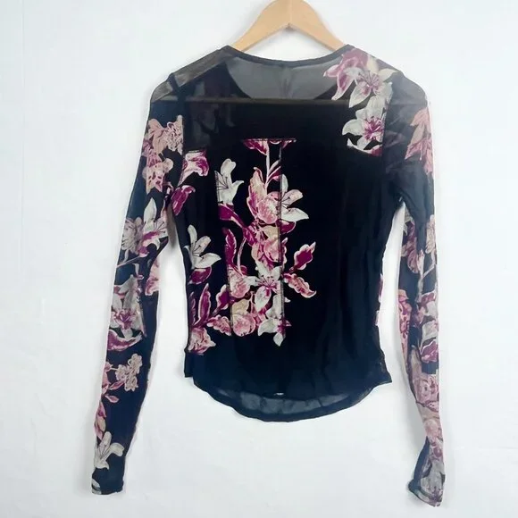 NWT Free People Bettys Garden Top Floral Mesh Large - Picture 4 of 5